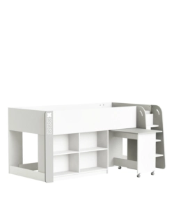 LETTO SINGOLO CON SCRIVANIA ESTRAIBILE BIANCO 210,3X124,2X97,8 CM